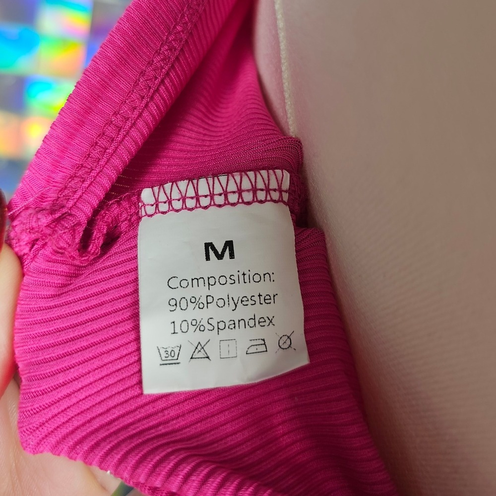 Hot‎ Pink Ribbed Wrap Halter Crop Top - Picture 5 of 5